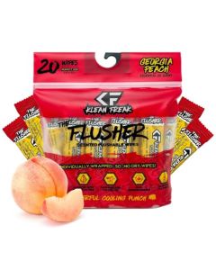 THE KLEAN FREAK FLUSHER Flushable Wipes For Adults Kids 100 BIODEGRADABLE Individual Wrapped Travel WET Wipe for Toilet Soothing Aloe Witch Hazel Alcohol Free 20 Pack Georgia Peach