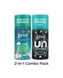 Lenor 2PCS Combo Pack Northern Solstice & Unstoppables In-Wash Scent Booster Beads, 2 x 155g - Long-Lasting Washing Machine Freshness