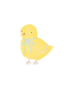 Easter Chick Napkins - Pack of 16 3-Ply Paper Napkins Featuring Adorable Chick with Blue Bow, Playful Springtime Table Decoration for Easter, Garden Parties and Festive Meals