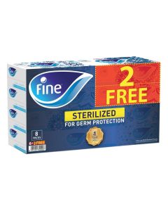 Fine Classic Euphoria, Soft, Sterilized, White Facial Tissues, 130x2Ply, Pack of 6+2 Free boxes, Total of 1040 tissues