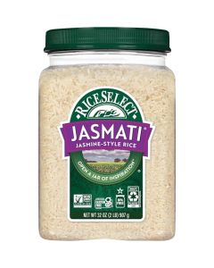 RiceSelect Jasmati Rice Premium Long Grain Aromatic American Jasmine Rice GlutenFree NonGMO Kosher 32oz Jar Pack of 1