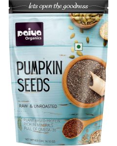 Paiya Organics Pumpkin Seeds 400g / Raw Hulled Pepitas / High Plant Protein & Fiber Natural Kernels / Premium Green Pumpkin Seeds for Vegan & Keto Diets, Salads & Healthy Snacking/ No Preservatives or Additives