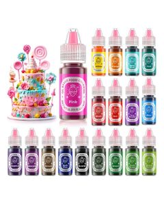 18 Color Oil-Based Edible Food Dye Coloring Set for Chocolate, Candy, Cake Decorating & Baking, Bottles