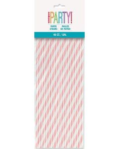 Lovely Pink Striped Paper Straws - 40 Count - Unique Style & Fun Drinking Experience, Perfect for Parties, Celebrations, and Everyday Use