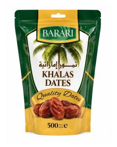 Barari Premium Khalas Dates 500g / Naturally Sweet UAE Dates / Soft & Fresh Premium Dates / Healthy Snack / Resealable Stand-Up Pouch
