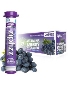 Zipfizz Daily Energy Drink Powder Grape 20 Pack 3in1 Sustained Energy Rapid Hydration and Essential Vitamins SugarFree Electrolyte Powder Contains Vitamin B12 Antioxidants