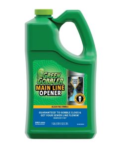 Green Gobbler Main Line Opener 1 Gallon Liquid Drain Cleaner / Powerful Sewer & Pipe Clog Remover for Toilets, Kitchen & Bathroom / Dissolves Grease, Hair & Waste / Septic Safe Formula