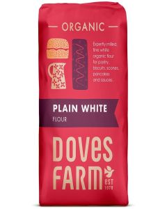 Doves Farm Organic Plain White Flour / 1Kg / Premium Quality for Tasty Bakes / Certified Organic / Unbleached & Versatile for All Your Baking & Cooking Needs