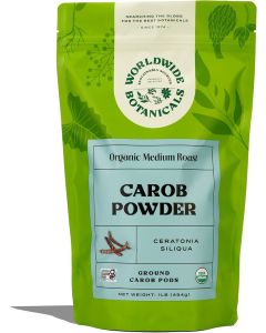 Worldwide Botanicals Organic Carob Powder - Medium Roast, Gluten Free, Low Fat, Healthy Chocolate Alternative, 1 Pound