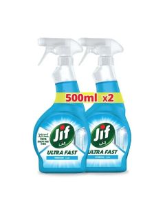 Jif Ultra Fast Window & Glass Cleaner Spray Twin Pack (500ml x 2)