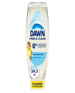 Dawn Free & Clear EZ-Squeeze Dish Soap Liquid, Dishwashing Liquid, Grease Removal, Upside Down Bottle, Unscented, 24.3 Fl Oz