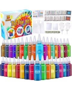 PATIFEED Tie Dye Kit 35 Colours Fabric Tyedyedye Kit NonToxic Tye Dye Kit for Kids Adults Large Groups Handmade Party