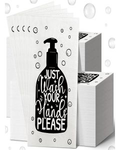 Yexiya 200 Pcs Paper Guest Towels Disposable Hand Towels Bathroom Guest Napkins Disposable Decorative Bathroom Napkins for Powder Room Wedding Holiday Birthday Baby Bridal Shower (White Black)