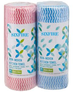 Sixfire Non Woven Reusable Kitchen Towel Roll Pack of 2 Multipurpose Washable Tissue Rolls For Wipes, Spills and Cleaning Kitchen Slabs 80 Pulls Per Roll, 160 Sheets