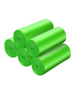 5 Rolls Small Trash Bags - 100 Counts Durable 4 Gallon Small Garbage Bags for home office kitchen Bathroom Bedroom Trash Can liners（Green）