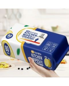 Kitchen Cleaning Wet Wipes With Lemon Scent For Heavy-Duty Degreasing And Removing Stains- 80pcs