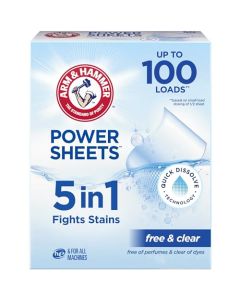 ARM HAMMER 5in1 Power Sheets Laundry Detergent Free Clear 50 Count up to 100 Small Loads