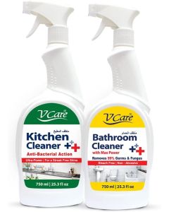 V Care Liquid Kitcken Cleaner 750Ml + Bathroom Liquid Cleaner 750Ml (Pack Of 2)