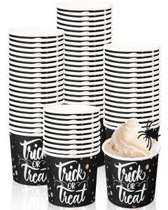 Potchen 50 Pack 9 oz Halloween Disposable Paper Cups Trick or Treat Disposable Soup Bowls Paper Snack Cups Halloween Party Supplies for Dessert Hot or Cold Food