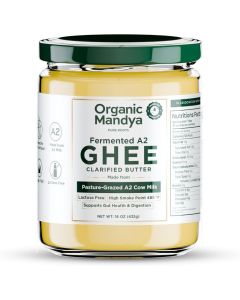 Organic Mandya Fermented A2 Ghee - 16 oz (475 ml) Clarified Butter from Pasture-Raised A2 Cow Milk