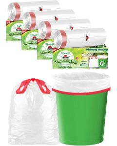 Shalimar Premium OXO Biodegradable Drawstring Garbage Bag, 120 Bags, 43x50 cm, White, Heavy Duty Leak Proof Lavender Scented Trash Bags for Home and Office Use
