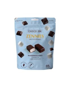 Choco Zen Zennies Melt in Fluffiness Dark Chocolate Marshmallows (60g) /Soft & Fluffy Marshmallows Covered in Premium Belgian ???????? / No Artificial Flavor or Color/ Irresistible Crunchy & Creamy Snack