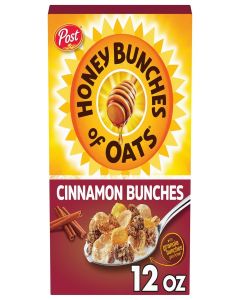 Honey Bunches of Oats Cinnamon Bunches, Heart Healthy, Low Fat, made with Whole Grain Cereal, 12 Ounce
