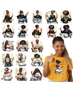 Shejdgart Dtf Transfers Ready to Press 20 Pcs African American Women Iron on Transfers for TShirts Black Girl Heat Transfer Vinyl Patches Decals for Clothes Bag Pillow DIY Decor