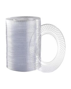 Prestee 100 Pack Clear Plastic Plates for Party - 6.25 Inch Small Round Dessert Plate and Appetizer Platter - Heavy Duty Disposable Plastic Plates for Parties, Weddings, Caterings and Events