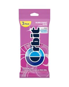 ORBIT Gum Bubblemint Individually Wrapped Chewing Gum Sugar Free 3 Packs of 14 Pieces 42 Total Pieces