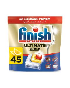 Finish Ultimate Plus Dishwasher Tablets, Lemon Scent, 3x More Cleaning Power, 45 Tabs
