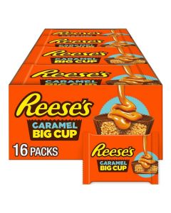 REESE'S Big Cup Caramel Milk Chocolate Peanut Butter Cups, Candy Packs, 1.4 oz (16 Count)
