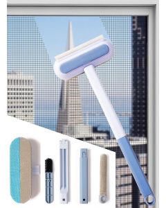 Multifunctional Screen Brush 5 in 1 with Extended Handle for Window and Mesh Cleaning, Double Sided Mosquito Net Cleaner Grey