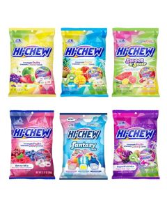 HICHEW Variety Mix Pack of 6 Bags 17 Flavor Assort Sweet and Sour Chewy Candy Unique Fun Soft Immensely Juicy Fruity Candy Flavors Individually Wrapped for Sharing