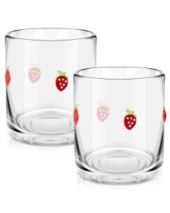 SiliFine 2 Pcs Strawberry Icon Juice Glasses 14oz Strawberry Stemless Wine Drinking Juice Glass Cup for Summer Fruit Party Supplies Gift