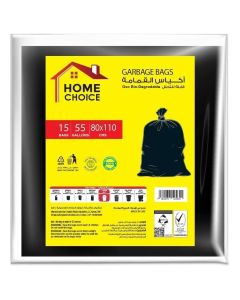 55 Gallons, Pack of 30-pieces, Size 80*110 cm (15 Trash Bags X 2 Packs), Heavy Duty Bio-degradable Garbage Bags Flats, Bin Liners