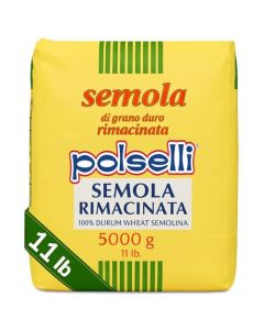 POLSELLI Italian Semola Flour 11 lbs 5 kg Fine Ground Semolina Rimachinata for Fresh Pasta Bread Durum Wheat Product of Italy
