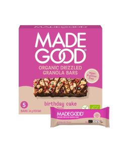 Made Good Chocolate Drizzled Granola Bar Birthday Cake flavour 24g x5 Bars.
