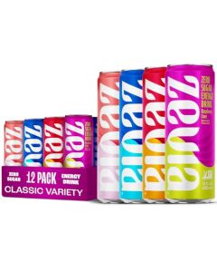 Zevia Zero Sugar Energy Drink Classic Variety Pack 12 oz Cans 12Pack Naturally Sweetened NonGMO Project Verified GlutenFree Vegan