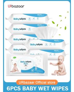 Original Baby Wipes, 99.9% Water, 3-In-1 Cleans, Cares, Protects, Unscented & Hypoallergenic, 360 Count (6 Packs)