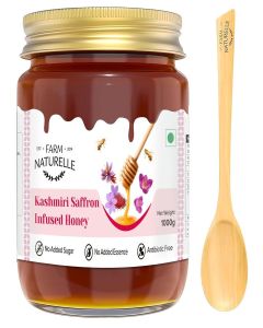 Farm Naturelle Kesar Infused Honey 1kg / Natural Saffron Blend / Forest-Sourced Honey / No Added Sugar / Smooth & Aromatic