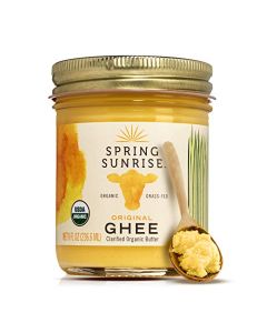 Spring Sunrise Grass Fed Organic Ghee USDA Certified Clarified Butter Keto Paleo Friendly NonGMO Gluten Casein Free Cooking Oil Sustainably Sourced 8 oz Jar