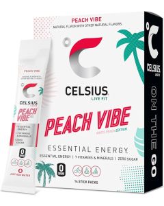 CELSIUS On The Go PEACH VIBE Sugar Free Energy Drink Mix - 14 Stick Packs