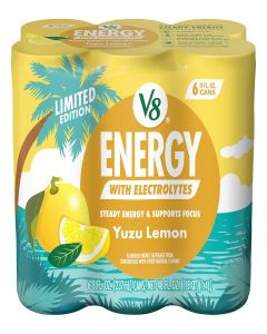 V8 Energy Yuzu Lemon Energy Drink, 8 fl oz Can, 6 pack