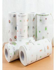 SAMEZONE Non-Woven Reusable and Washable Kitchen Printed Tissue Roll Non-stick Oil Absorbing Paper Roll Kitchen Special Paper Towel Wipe Paper Dish Cloth Cleaning Cloth (Pack Of 1)