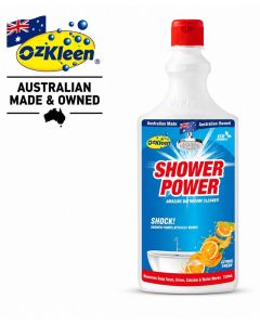 OzKleen Shower Power Bathroom Cleaner 750ml, Australian Made & Owned Citrus Bathroom Cleaner, Removes Soap Scum, Limescale, Calcium, Grime & Water Marks from Showers, Tiles, Glass & Chrome