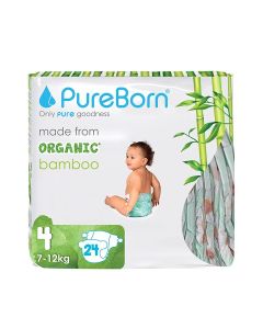 Organic Bamboo Size 4 Diapers 7-12 Kg 24 Count
