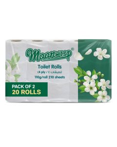 Moonwisp Premium 4 Ply Ultra Soft Toilet Paper, 20 Rolls x 115 Sheets – Extra Absorbent & Strong Toilet Tissue Roll for Everyday Comfort (Pack of 20 Rolls)
