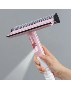 Vroxy 3 in 1 Spray Type Cleaning Glass Wiper Cleaning Brush Plastic Glass Cleaner Wiper with Spray Bottle for Bathroom Mirrors Tiles and Car Glass 1Pcs