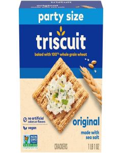 Triscuit Original Whole Grain Wheat Crackers, Vegan Crackers, Healthy Snacks, Lunch Snacks, Party Size, 17 oz